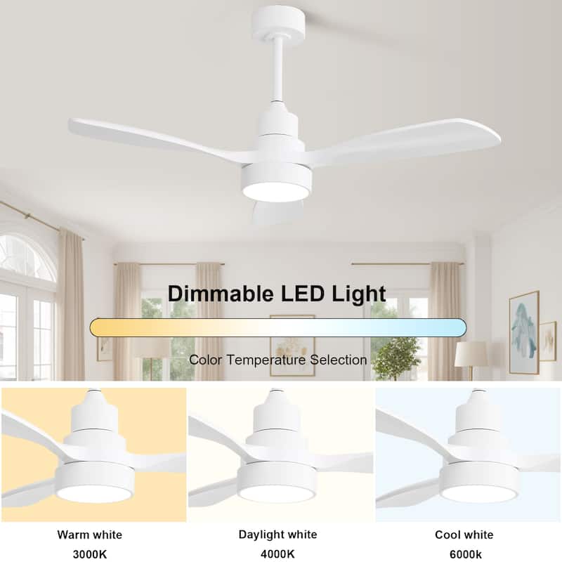 42“/52"/60"/48" Noiseless Walnut Wood Ceiling Fan with Remote Control, Integrated Light Optional