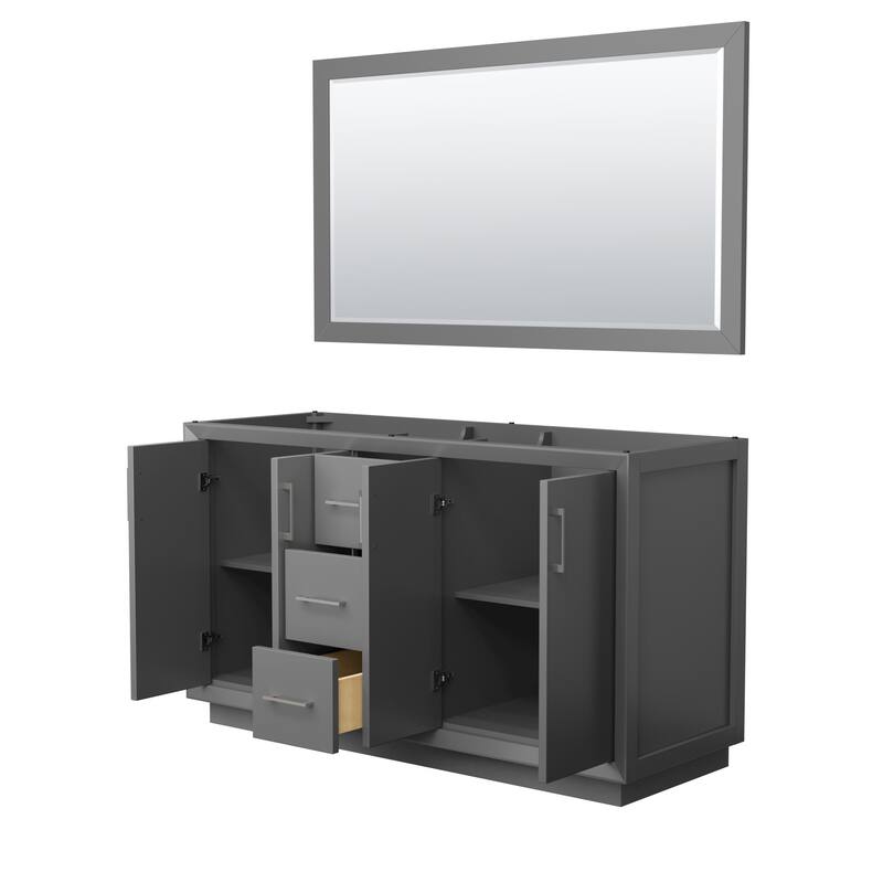 Strada 60-Inch Double Vanity Cabinet, 58-Inch Mirror