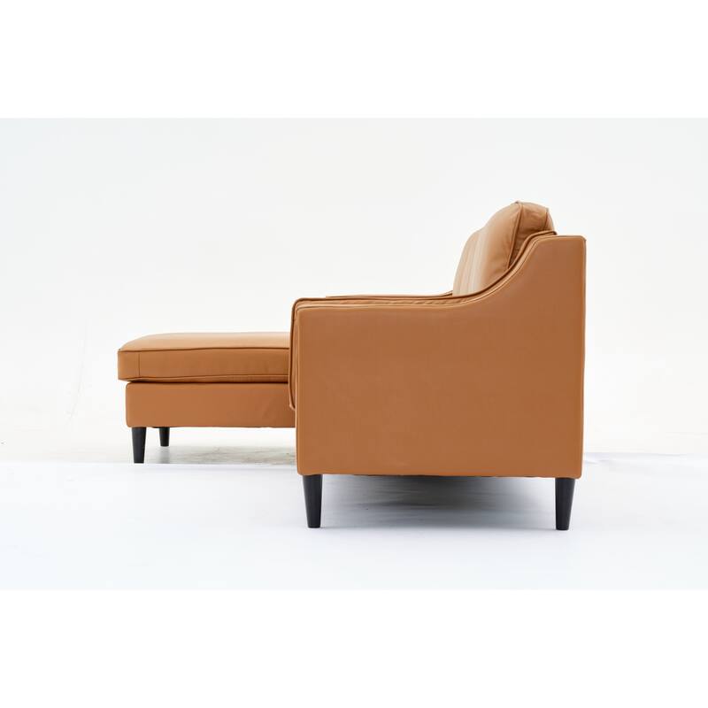 94.5" Genuine Leather L-Shaped Sectional Sofa with Left Chaise & Modern Design