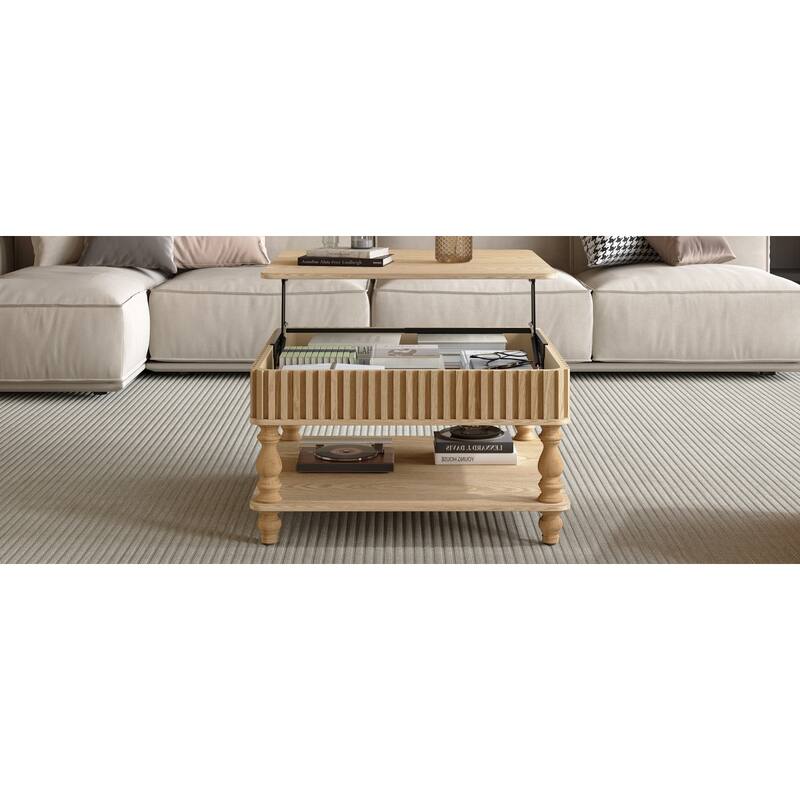 GDF Studio - Belfair Fluted Lift-Top Coffee Table with Hidden Storage