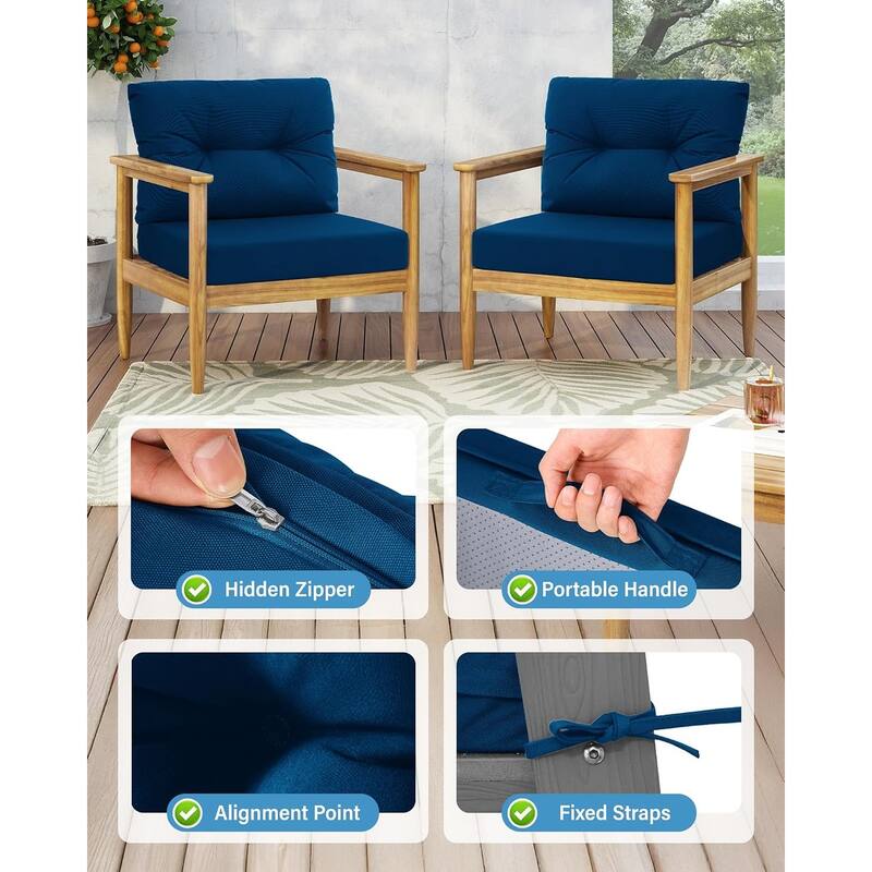 WINSOON 24x24 Inch Outdoor Deep Seat Cushion Set,Waterproof and Resistant Set Of 4
