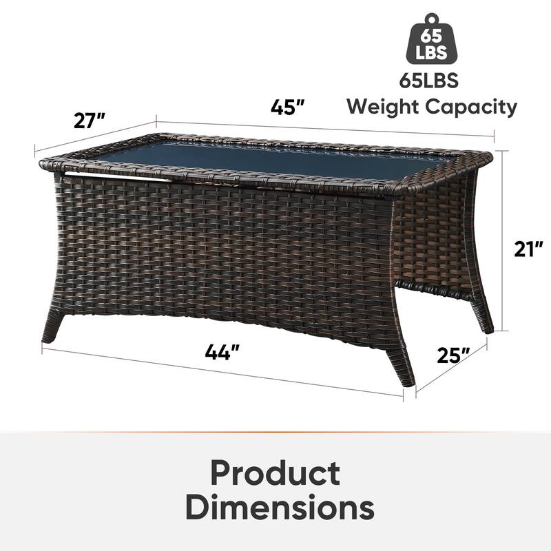 Outdoor Wicker Coffee Table with Storage Shelf
