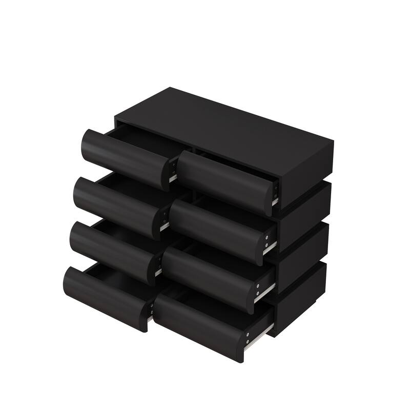 Modern Dressing Table Handleless Dressing with 8 Sliding Drawers Anti-Tip Device, for Bedroom, Black