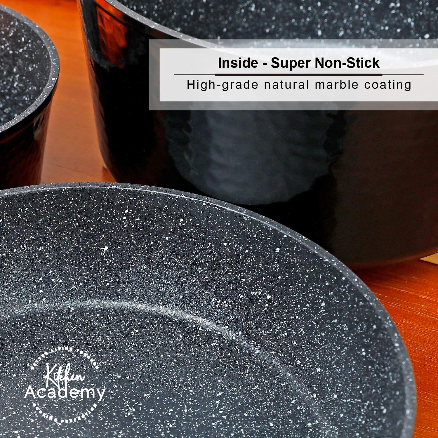 15 Pieces Cookware Set Granite Nonstick Pots and Pans Dishwasher Safe Black  - none - Bed Bath & Beyond - 37566846