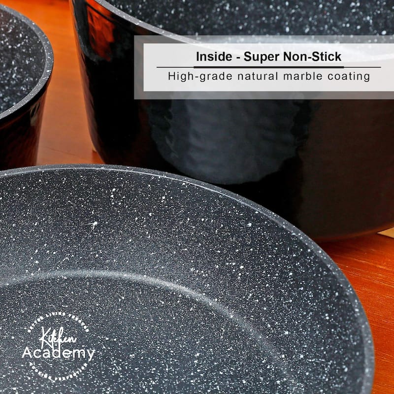 Kitchen Academy 15-piece Nonstick Granite-coated Cookware Set