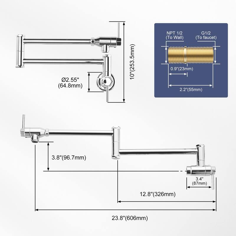 WOWOW Modern Foldable Filling Faucet with Dual-Joint Swivel Arm