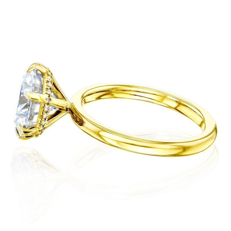 Kobelli 3 Carats Round Lab Grown Diamond Certified 14k Solid Gold Floating Hidden Halo Rosemarie Ring