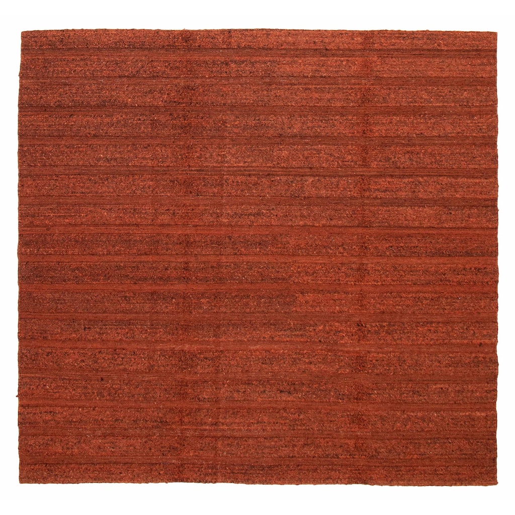 ECARPETGALLERY Flat-Weave Natural Burnt Orange Wool Tapestry Kilim - 8'2 x 8'1