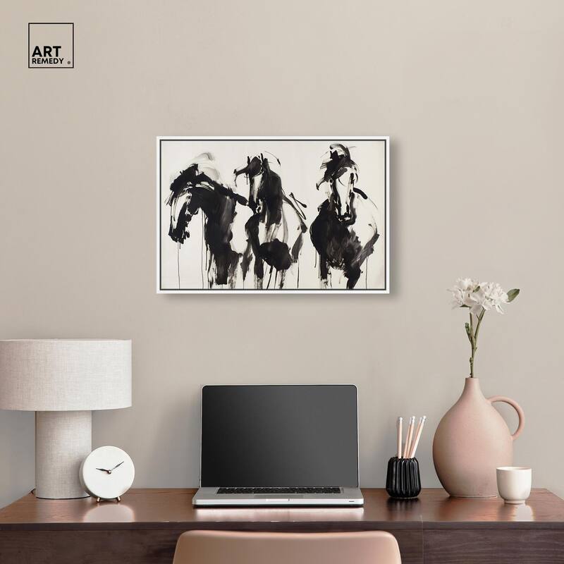 Horses in Ink Canvas by Art Remedy