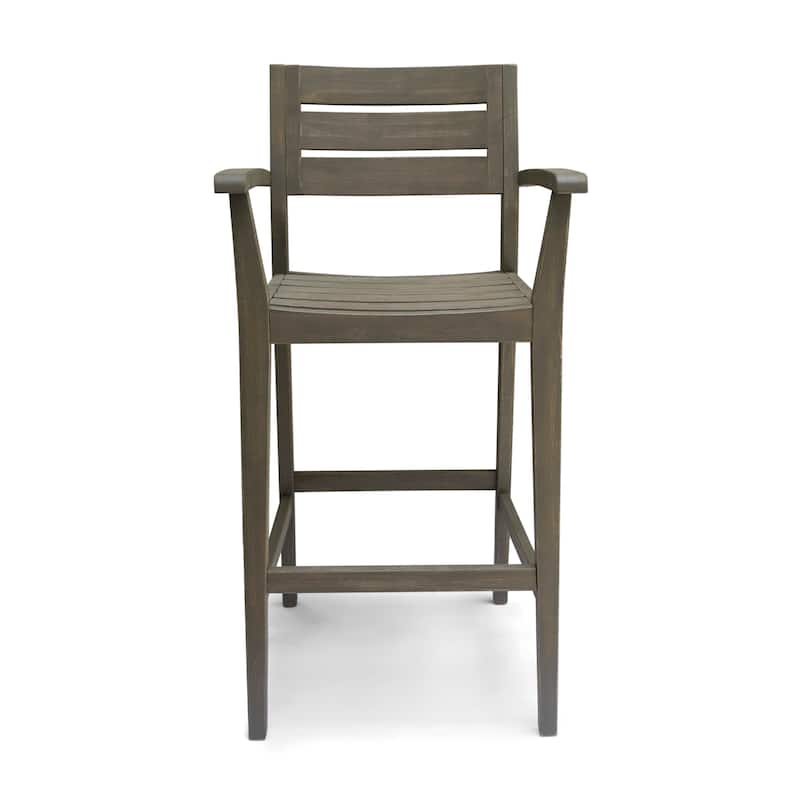 Stamford Outdoor Rustic Acacia Wood Barstool (Set of 2) by Christopher Knight Home