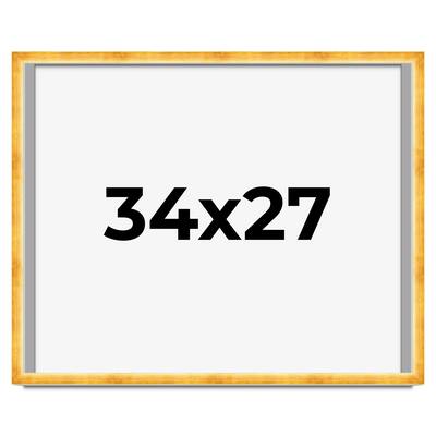 34x27 Shadow Box Frame Gold | 1.625 Inches Deep Real Wood Traditional