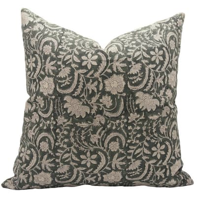 Linen Handmade Block print pillow Cover- Kundanvan