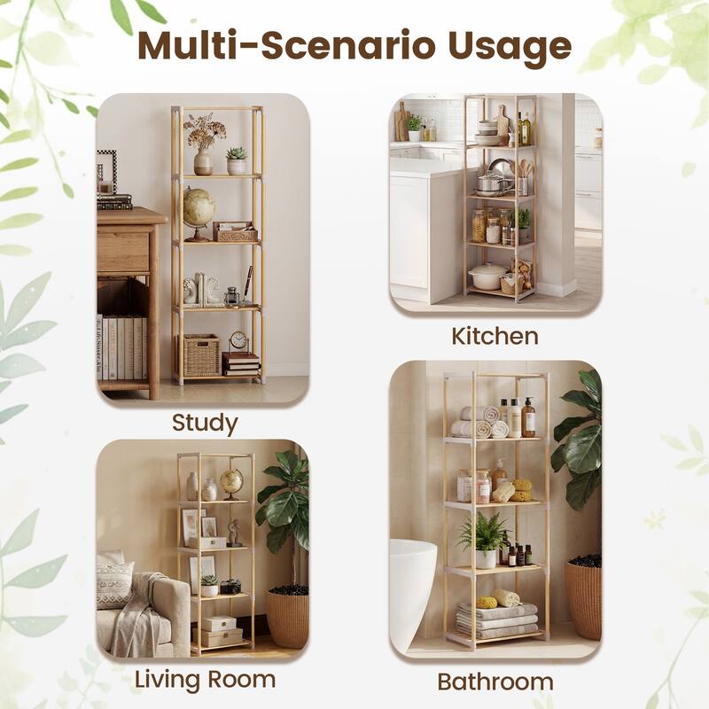 Gymax 2PCS 5-Tier Bookshelf w/Open Shelves Freestanding Storage