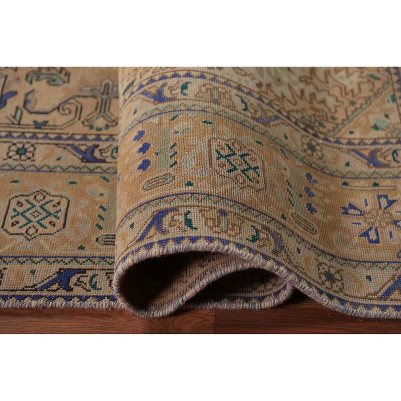 Geometric Pink Tabriz Persian Area Rug Oriental Handmade Wool Carpet - 8'0"x 10'9"