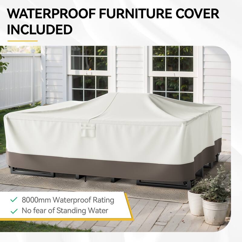 Outdoor Sectional Sofa Couch with Comfy Cushions Brown-Beige - Brown