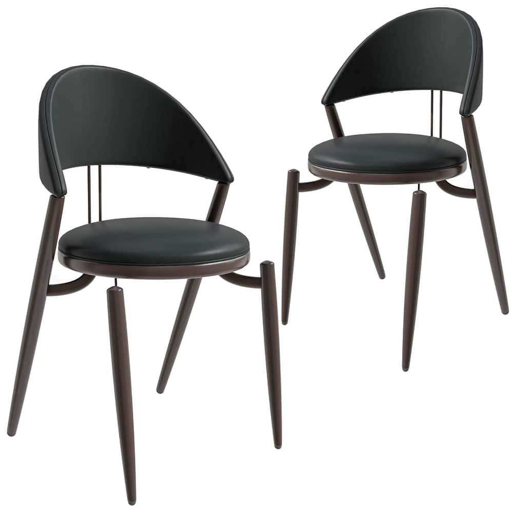 Venice Upholstered Leather Dining Chair (Set of 2) Open Back Accent Side Chair with Iron Legs