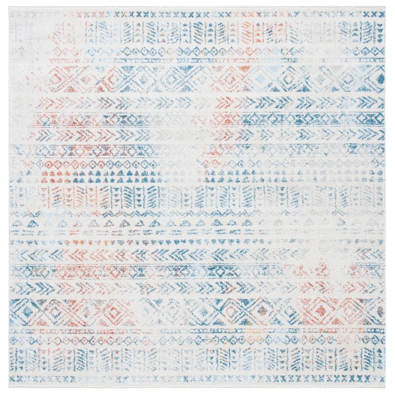 SAFAVIEH Tulum Sophronia Moroccan Boho Rug - 6'7" Square - Ivory/Terracotta