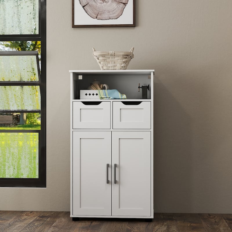 Farmhouse Storage Cabinet ,Versatile Double-Door Storage Cabinet with Adjustable Shelves