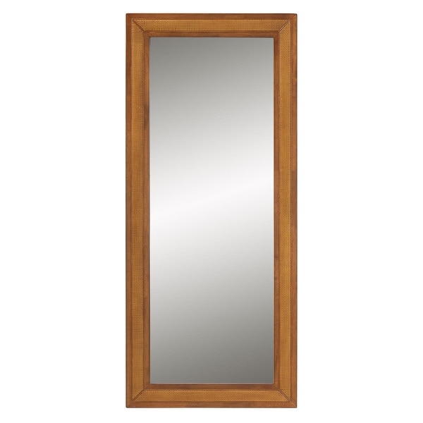 Rowanne Rubberwood Wall Mirror with Woven Synthetic Rattan Frame