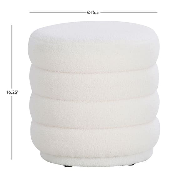 Hawley White Round Sherpa Ottoman