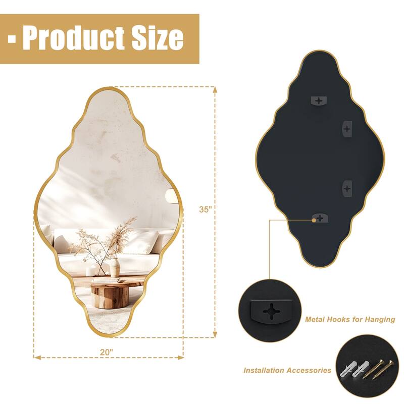 Modern Irregular Aluminum Alloy Framed Decorative Wall Mirror