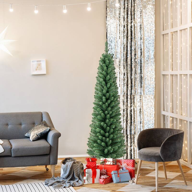 Gymax 5 FT Pencil Christmas Tree w/295 Memory Wire Branch Tips 110 LED - See Details