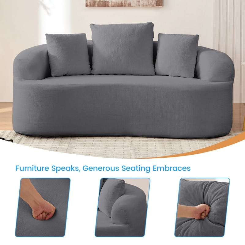 Mixoy Compact Loveseat Sofa with Chenille Upholstery,No Assembly Curved Couch for Small Spaces,Apartment