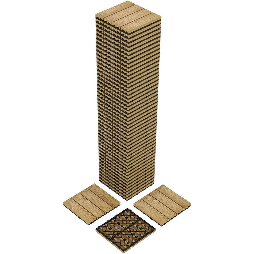 48-Pack 12"X12" Waterproof Interlocking Patio Flooring Composite Deck Tiles for Indoor & Outdoor Use