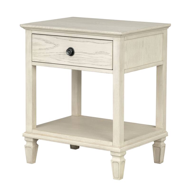 Victoria Bedside Table with Drawer and Open Shelf Antique Finish