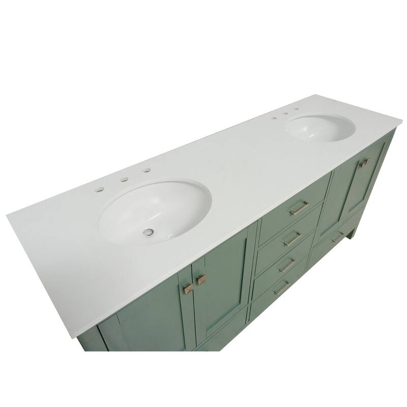 KitchenBathCollection Horizon 72" Double Bathroom Vanity with Engineered White Top