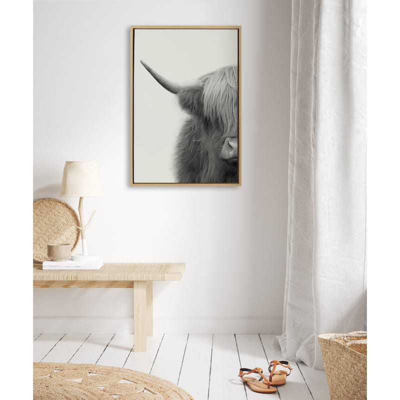 Kate and Laurel Sylvie Cow Framed Canvas by The Creative Bunch Studio