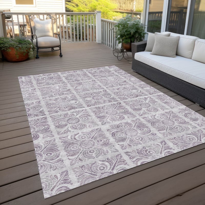 Machine Washable Indoor/ Outdoor Chantille Mosaic Rug