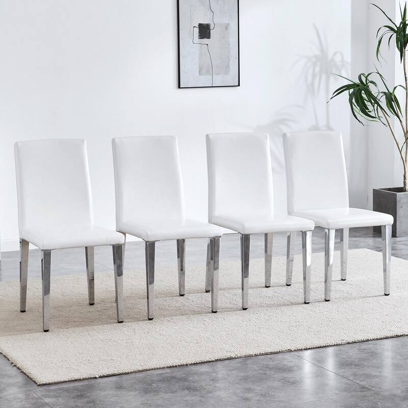 4Pcs PU Backrest Dining Chairs for Minimalist and Modern Home Styles