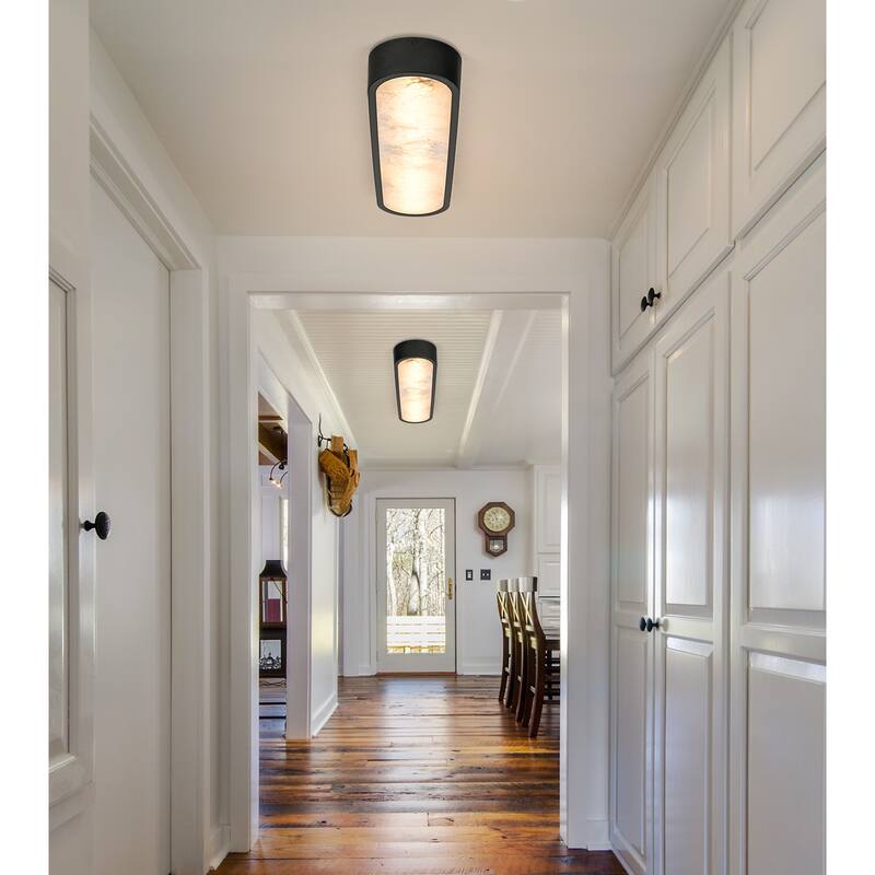 23.6" Dimmable Alabaster Marble LED Flush Mount Ceiling Light for Kitchen Bedroom