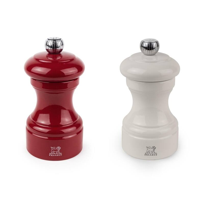 Peugeot Bistro Pepper and Salt Mill Set - 10cm - 4in. - Passion Red and Ivory