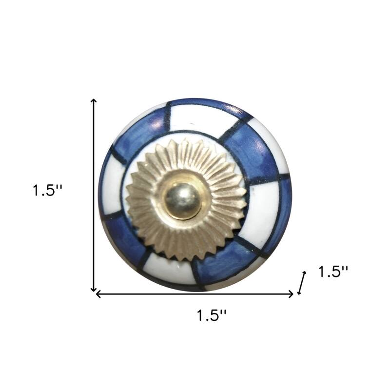 Charming Blue And Gold Set Of 8 Knobs