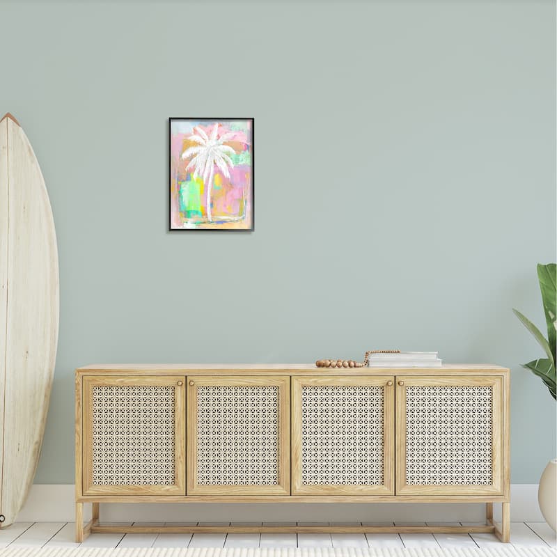 Stupell Pastel Palm Tree Tropical Layered Brush Strokes Framed Wall Art, Design by Kristen Dew