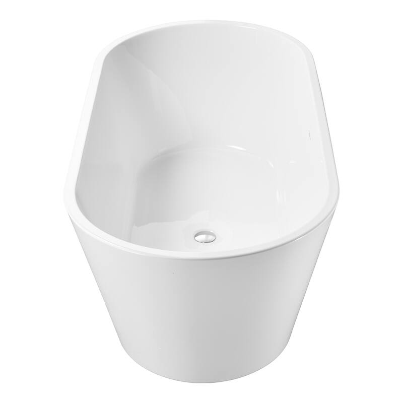 Modern White Acrylic Freestanding Soaking Bathtub with Pop-up Drain and Overflow