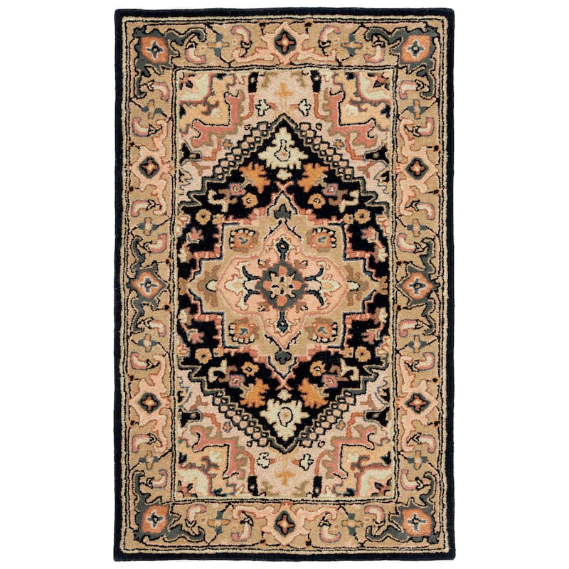 SAFAVIEH Handmade Heritage Carrol Traditional Oriental Wool Rug - 2'3" x 4' - Black/Gold