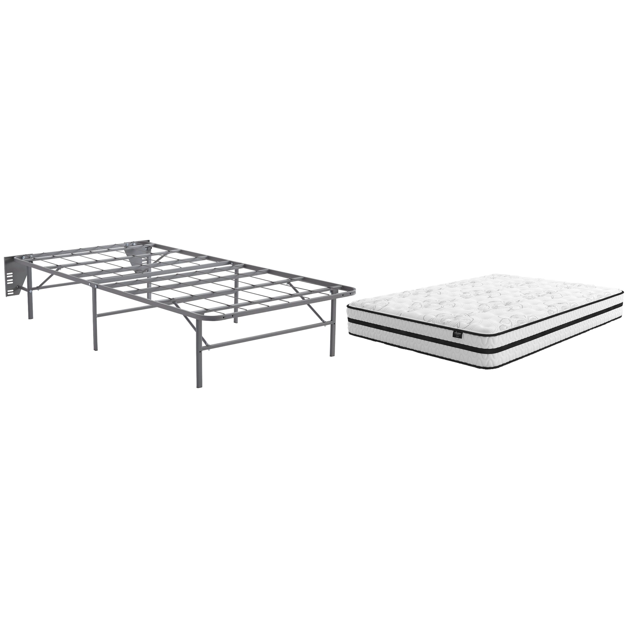 Signature Design by Ashley Chime 10 Inch Hybrid White/Gray 2-Piece Twin Mattress Package