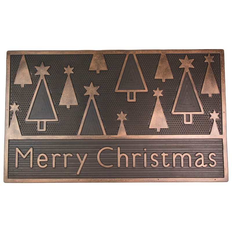 Black and Gold Merry Christmas Doormat 18" x 30"
