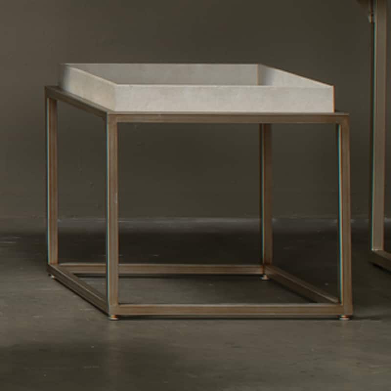 Alden Décor Ace Faux Shagreen Square Side Table