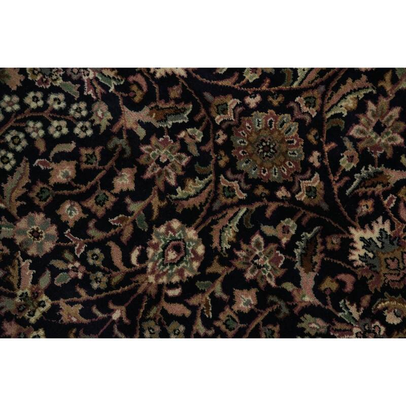 Hand Knotted Oriental 100% Wool Carpet Traditional All-Over Navy Blue & Blues Tabriz Area Rug - 10' 7'' X 7' 9''