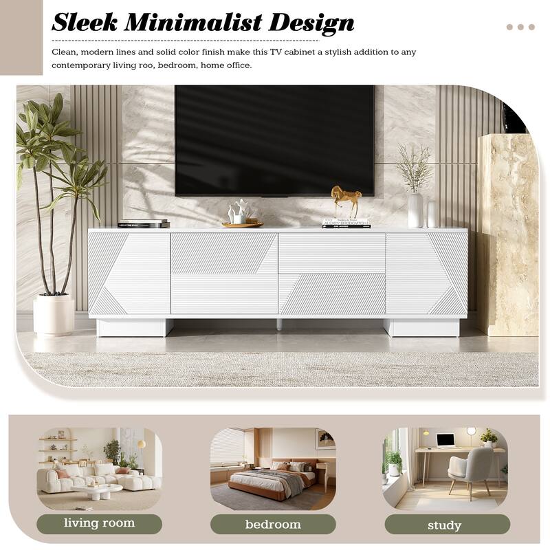 70.8" Modern TV Stand, Entertainment Center with Cabinets, 4 Drawers, Media Console Table, Living Room Modern TV Cabinet