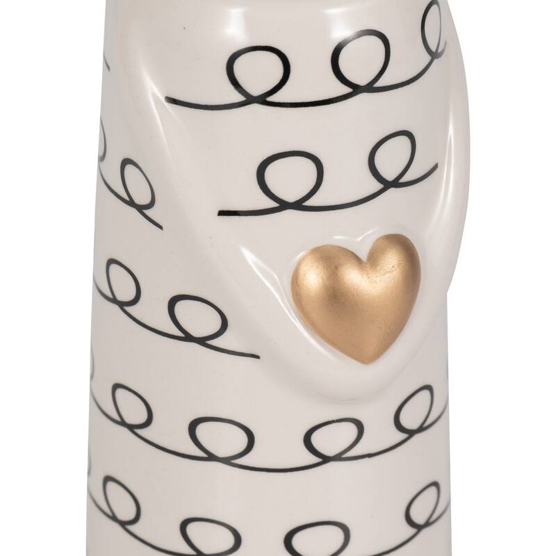 Sagebrook Home Squiggly Bunny With Gold Heart, White/Black
