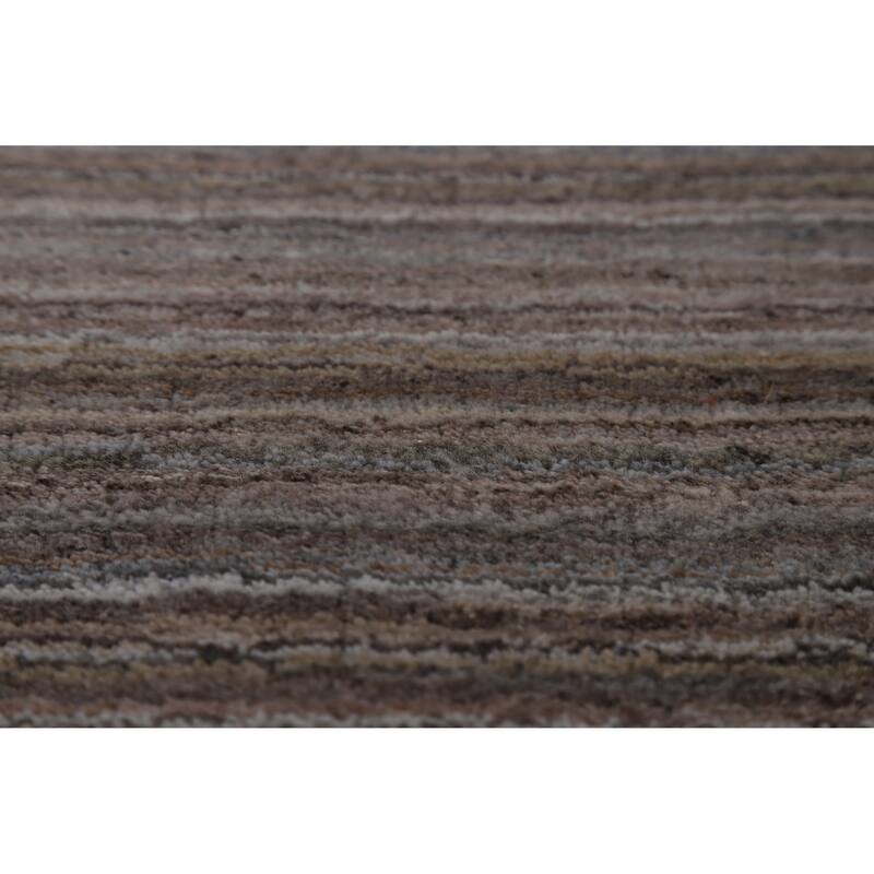 Hand Knotted Oriental 100% Wool Carpet Tribal Stripe Greys & Charcoal Gabbeh Area Rug - 8' 1'' X 5' 1''
