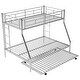 preview thumbnail 6 of 10, Industrial Modern Twin over Full Bed with Sturdy Steel Frame, Twin Trundle, Two-Side Ladders and Full-length Guardrails, White