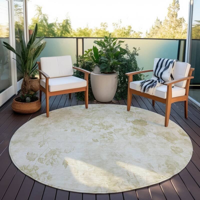 Machine Washable Indoor/ Outdoor Chantille Vanishing Floral Rug