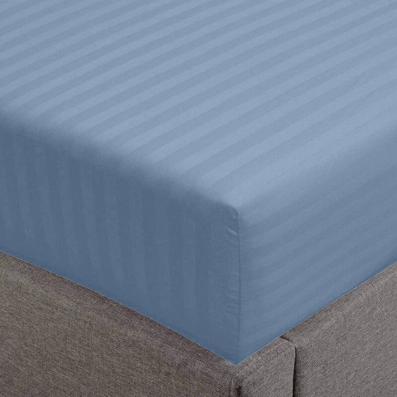 Feather & Stitch 500 Thread Count Damask Stripe ONLY Fitted Sheet - Full - Blue