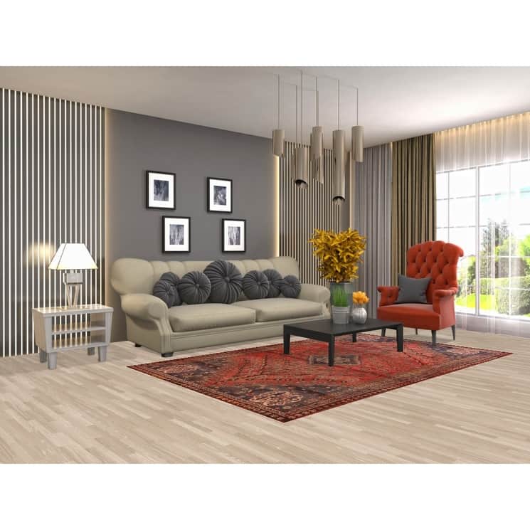 Red Qashqai Persian Antique Area Rug Handmade Wool Carpet - 5'1"x 8'2"